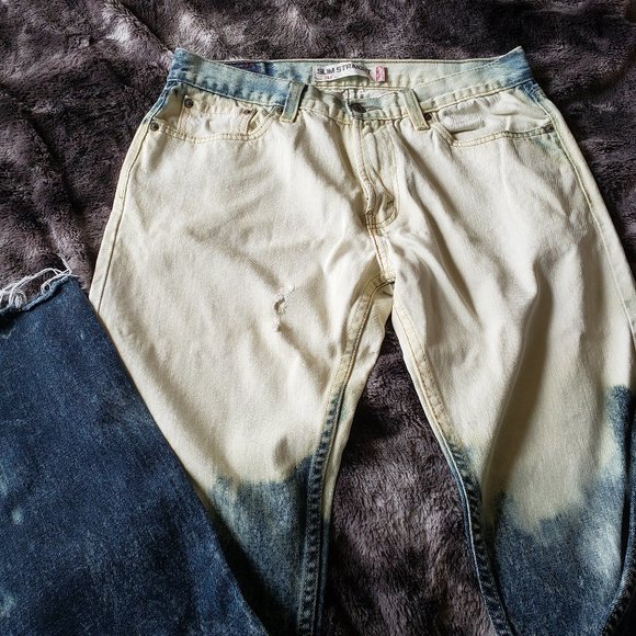 Levi's 514 Slim Straight 34x34 - Raw Hem Ombre Jeans - Picture 2 of 9